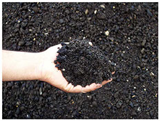 Hand full of recycled asphalt